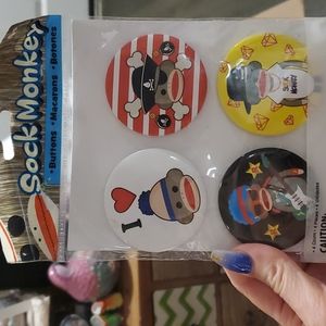 Cute sock monkey buttons